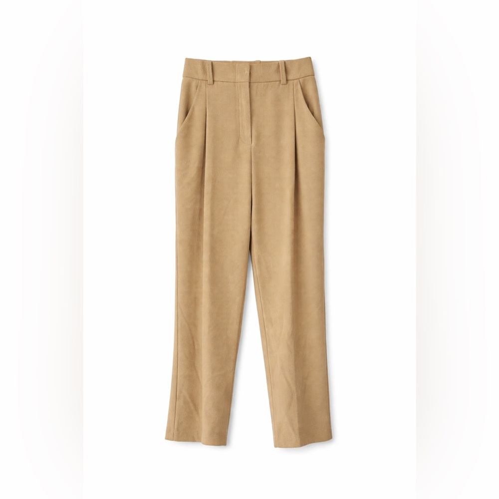 Oak + Fort High-waisted Neutral Beige trousers